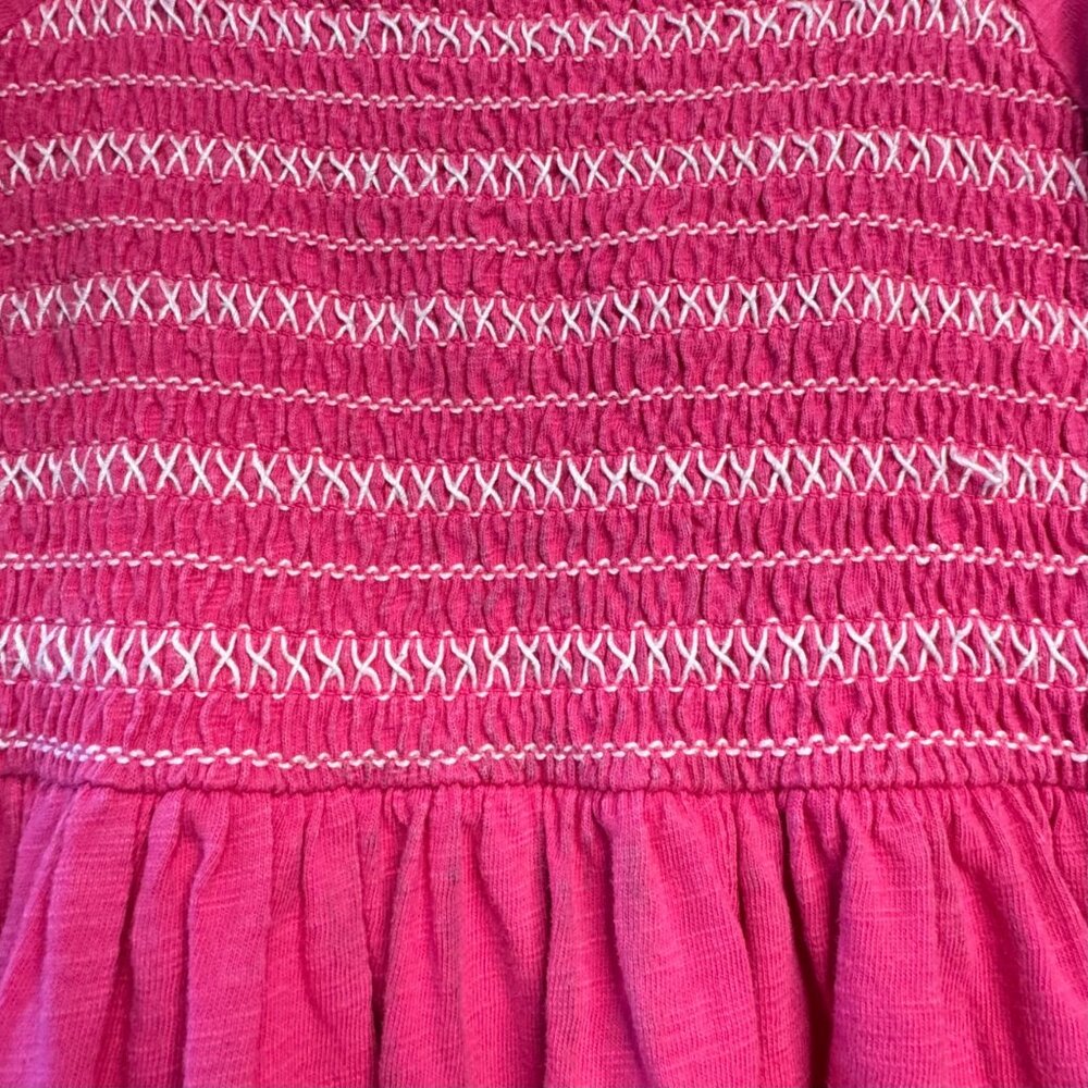 MINI BODEN Shirred Dress Girls 7-8 Pink Smocked Cotton Puff Sleeves - Picture 5 of 9